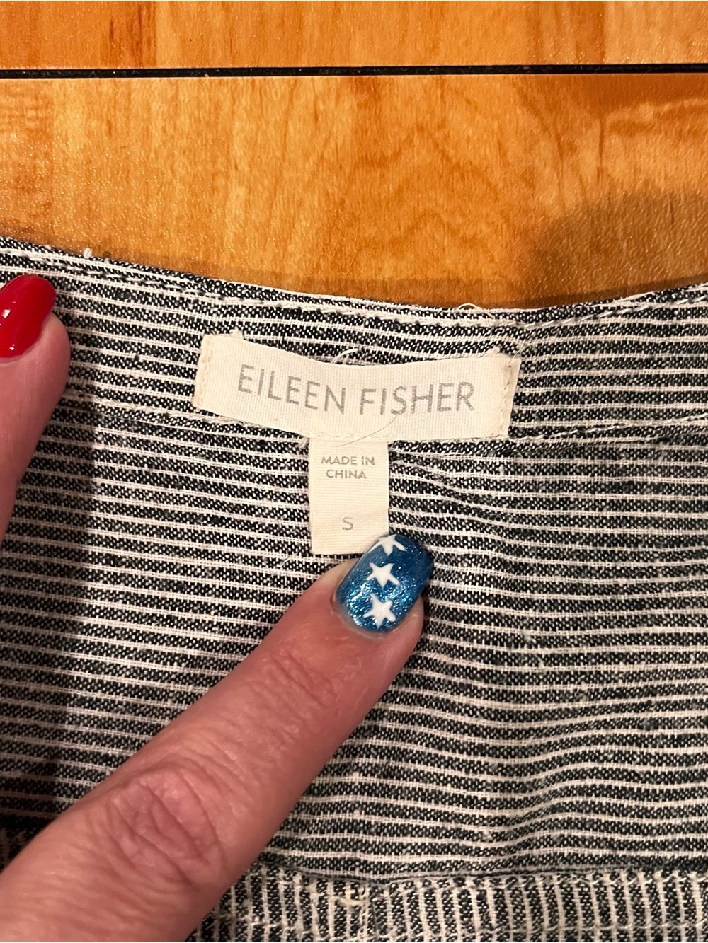 Eileen Fisher Organic Linen Pinstripe Button Front Shift Dress Small - Picture 4 of 4